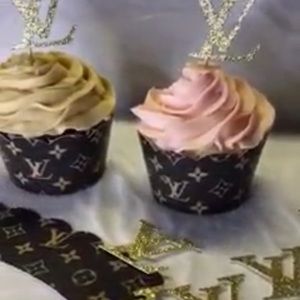 Custom cupcake wrappers and toppers set of 12
